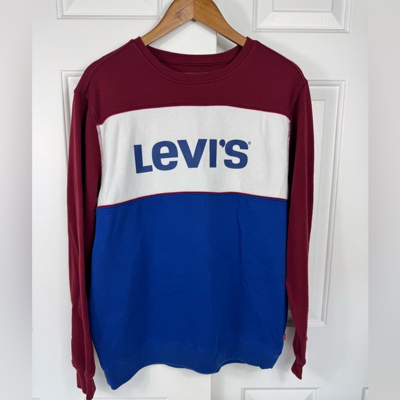 Levi's Men's Bernal Sweatshirt Size L Blue White Maroon Colorblock Retro Y2K VTG - Picture 1 of 8